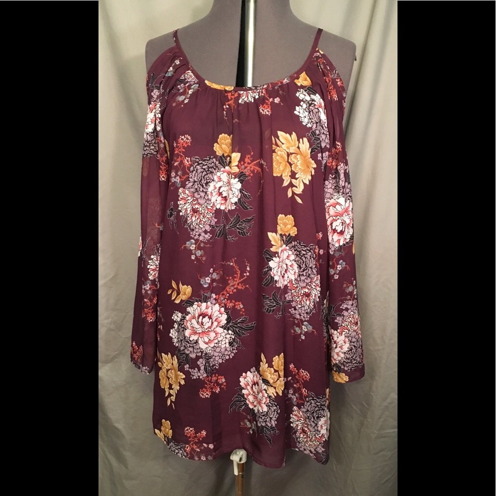 Maroon flower boho dress